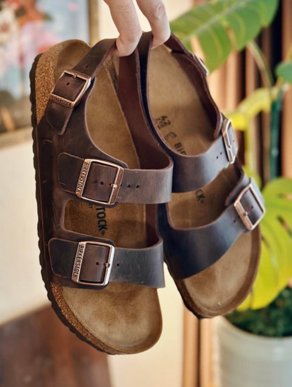 NWOT Birkenstock Milano Oiled Leather Brown Men's Sandals